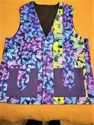 Cotton lined reversible vest with pockets and papillon applique